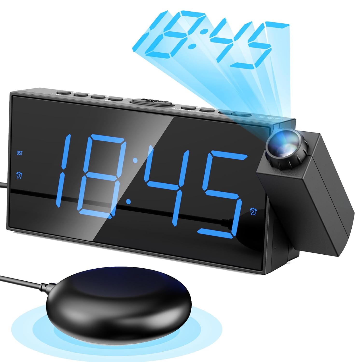 Buy Mesqool Projection Clock with Bed Shaker Alarm, Loud Alarm Sound
