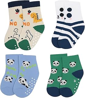Baby Socks Anti Skid Pack of 4 | Cotton Non Slip Grip Baby Boys &amp; Baby Girls Socks | Soft Breathable Same Design Baby Sock...