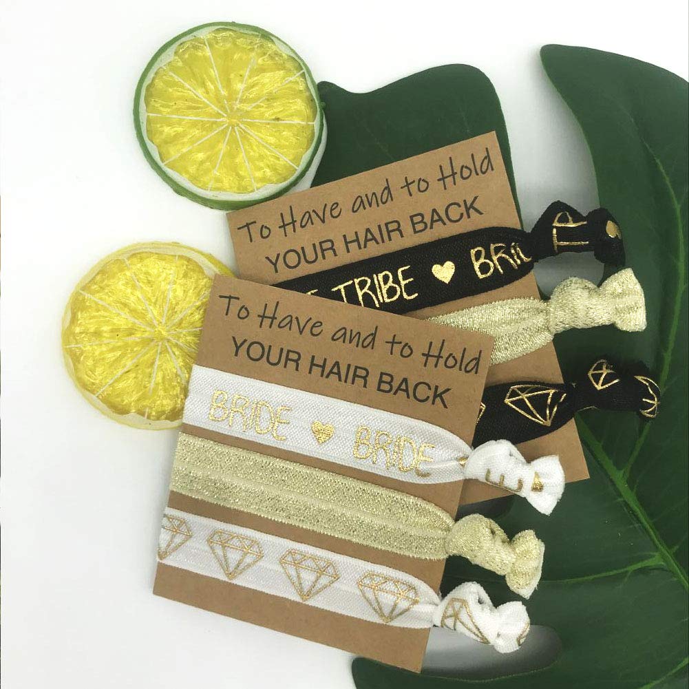Bridesmaid Gift Hair Ties 11 Piece Set Elastic Black Bridal Party Favors Amazon.com : Snogisa 11 Piece Set to Have and to Hold Your  main image 2