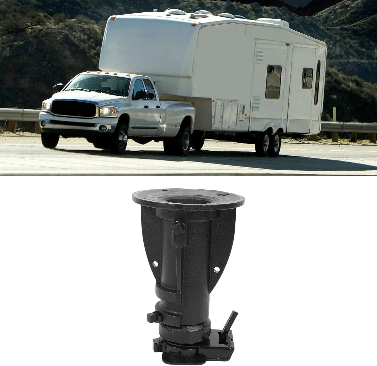 12 Inches to 16 Inches Adjustable Cushioned 5th Wheel to Gooseneck Adapter C5G1216 Towing Capacity 20000 Lbs for RV Camping Vehicle