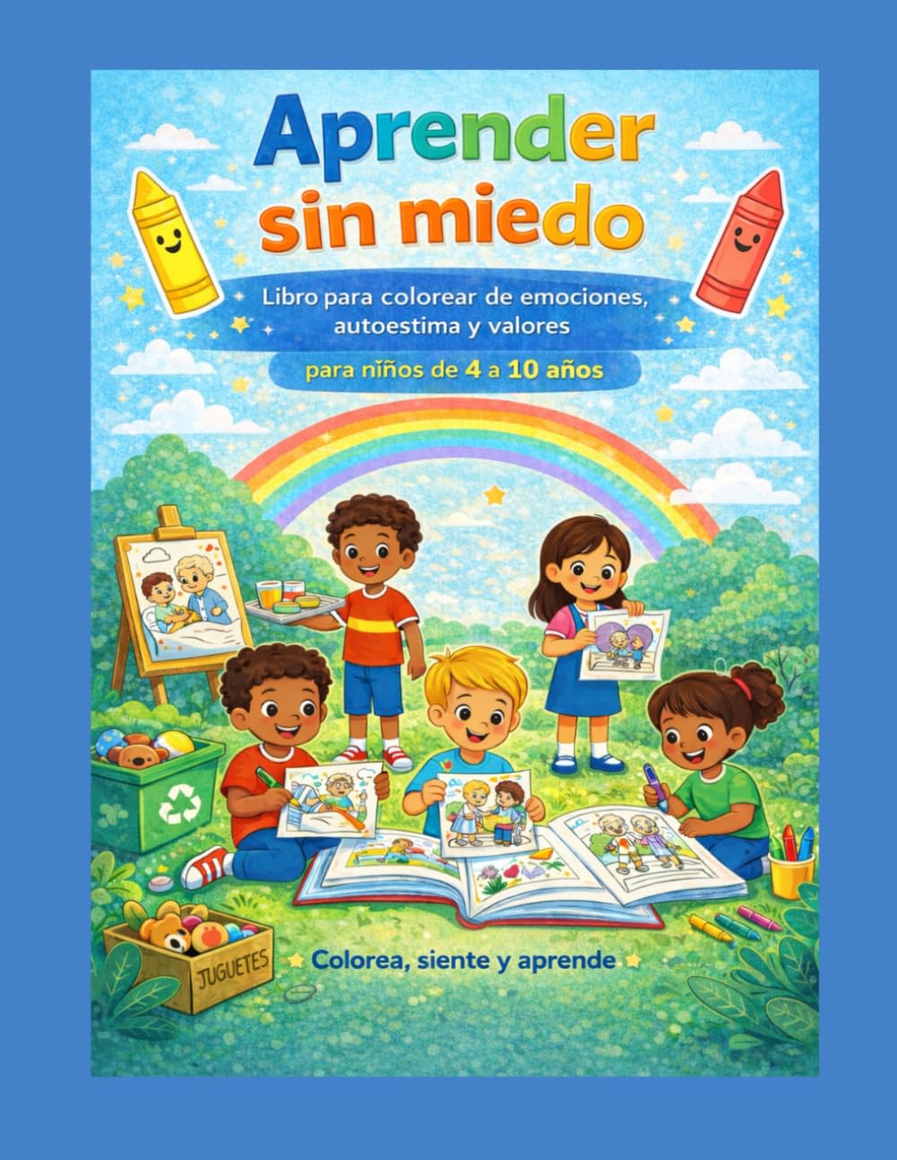 Aprender sin miedo Libro para colorear de emociones, autoestima y valores para niños: Un libro educativo para desarrollar emociones, confianza, empatía y hábitos positivos en niños de 4 a 10 años