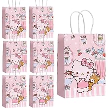 Cute Birthday Party Supplies, 12 Pcs Party Favor Bags, Candy Goodie Treat Bags with Handle, Cartoon Birthday Party Decorations A