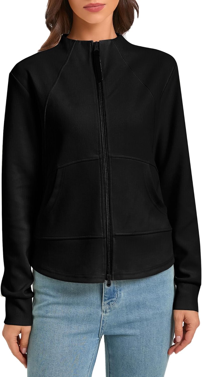 Urban CoCo Women‘s Comfy Cropped Sweatshirt Jacket Zip Up Casual Tops with Pockets 2026 Fall Winter - Image 5