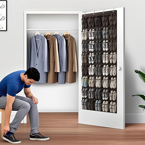 Miniatura 6 de Organizador de zapatos de 40 bolsillos sobre la puerta, organizador de zapatos grande de malla para colgar, soporte para guardar zapatos detrás de