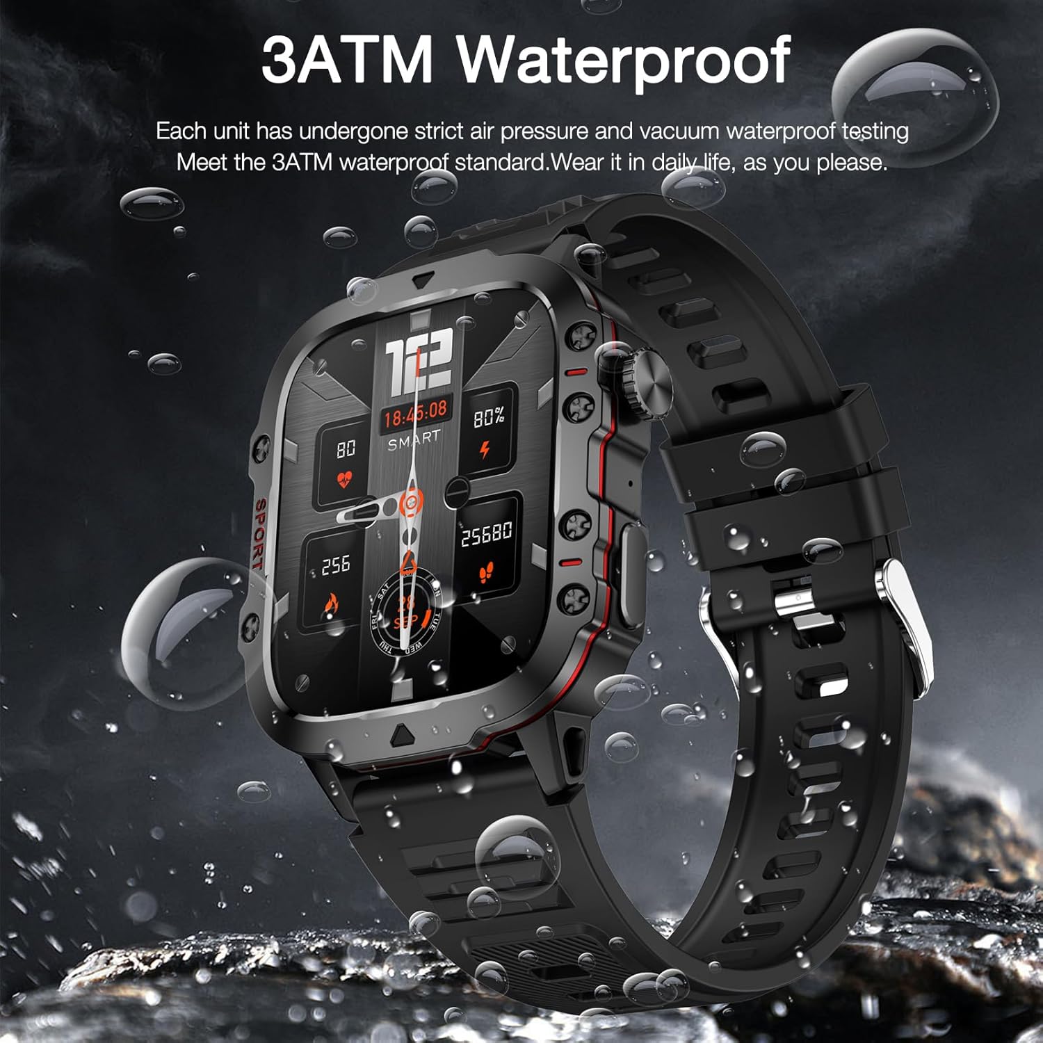 Yihou Smart Watch demonstrating 3ATM waterproof rating