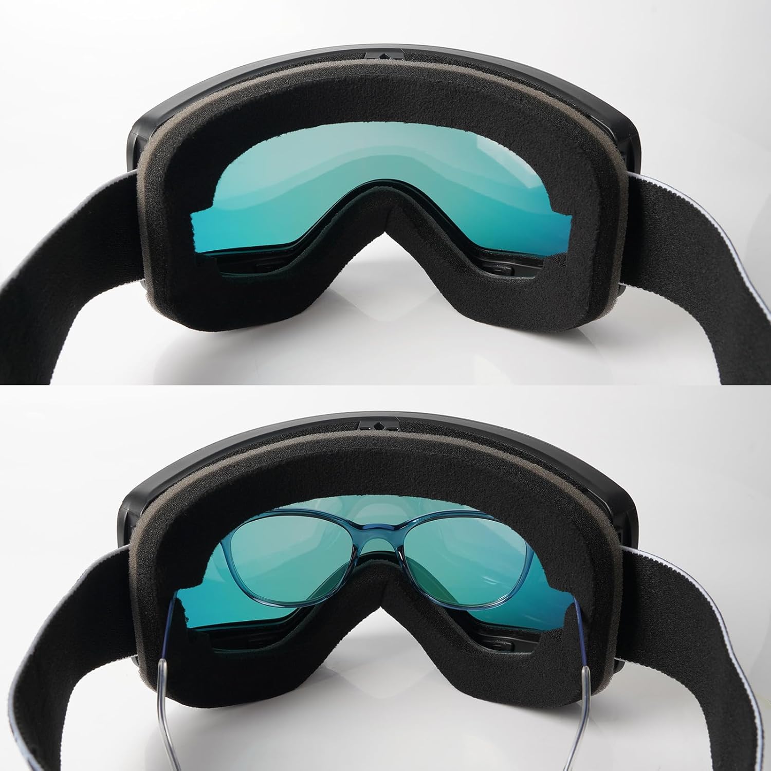 H057 Magnetic Ski Goggles, Double-Layer Anti-Fog Lens, UV Protection Snow Goggles with 3-Layer Sponge for Men Women