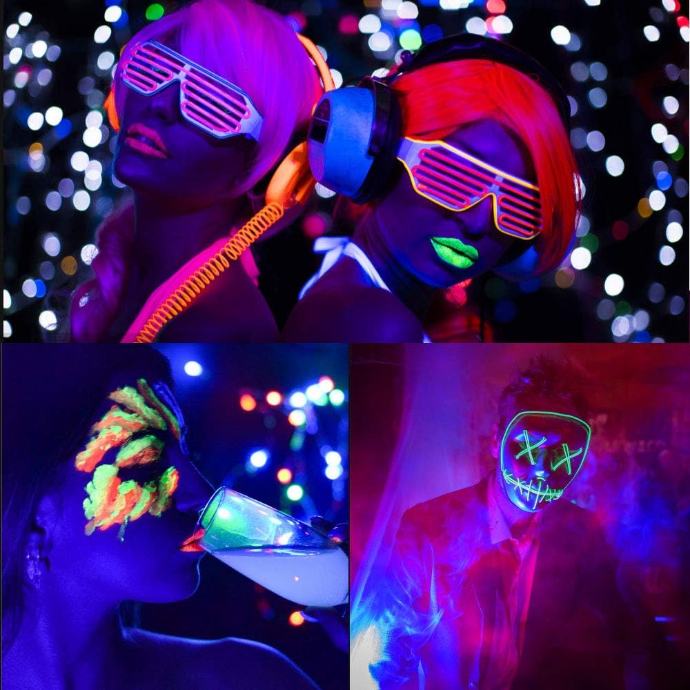 Black Friday Clearance Black Light Bulbs 9W 8 Pack GLW A19 E26 LED Blacklight Bulb 385-400nm UVA Black Lights for Blacklight Party, Glow in The Dark, Body Paint, Neon Glow