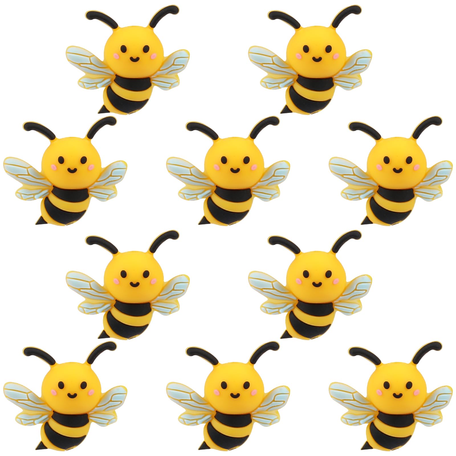 WEWAYSMILE 3D Bee Silicone Focal Beads for Pens, Yellow, 10 Pcs