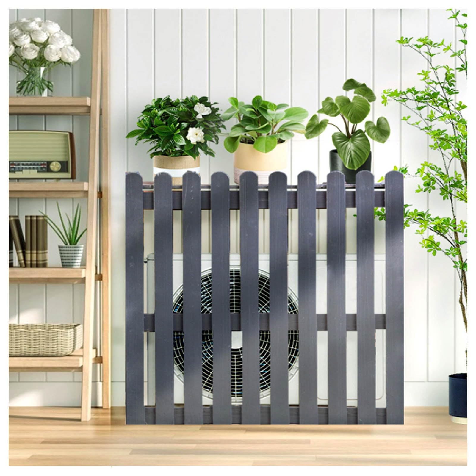 TIANQIHAO Outdoor Privacy Fence Panels And Decorative Garden Storage Shelf - Solid Wood Enclosure For Air Conditioner Units, Enhances Garden Aesthetics And Protects Equipment,Grey-85x35x84cm