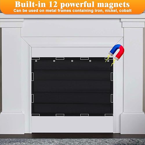 Miniatura 3 de Manta magnética para chimenea, 46 x 35 pulgadas, bloqueador de corrientes de aire frío para chimenea de interior, tapón de corriente de aire frío
