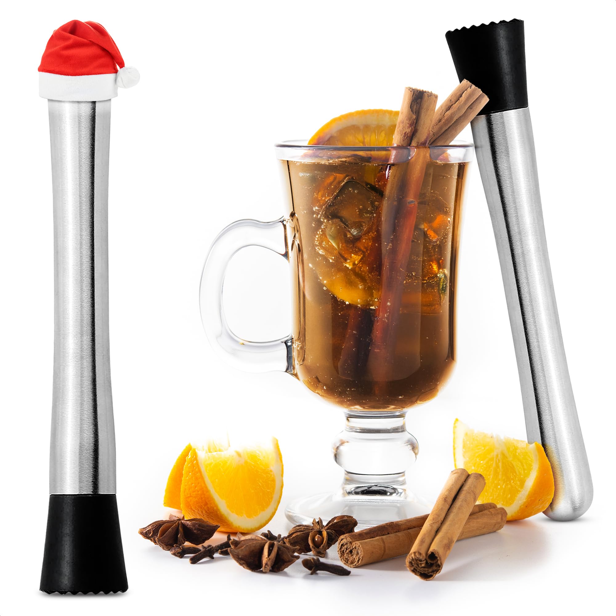 Lagarto Stainless Steel Bar Muddler for Cocktails - 2Pcs Old Fashioned Cocktail Muddler for Lemonade Home Bar Supplies and Accessories Drink Muddler - 8" Old Fashion Ice Crushers Cocktail Muddler Set
