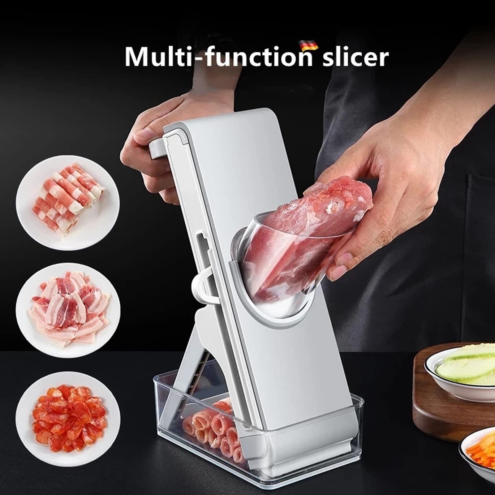 Picadora De Verduras Mandolina Picadora De Alimentos Rallador Ajustable Manual, 4 Modos De Corte para Rebanadas Ajo Patata Zanahoria Fruta Ensalada Tomate