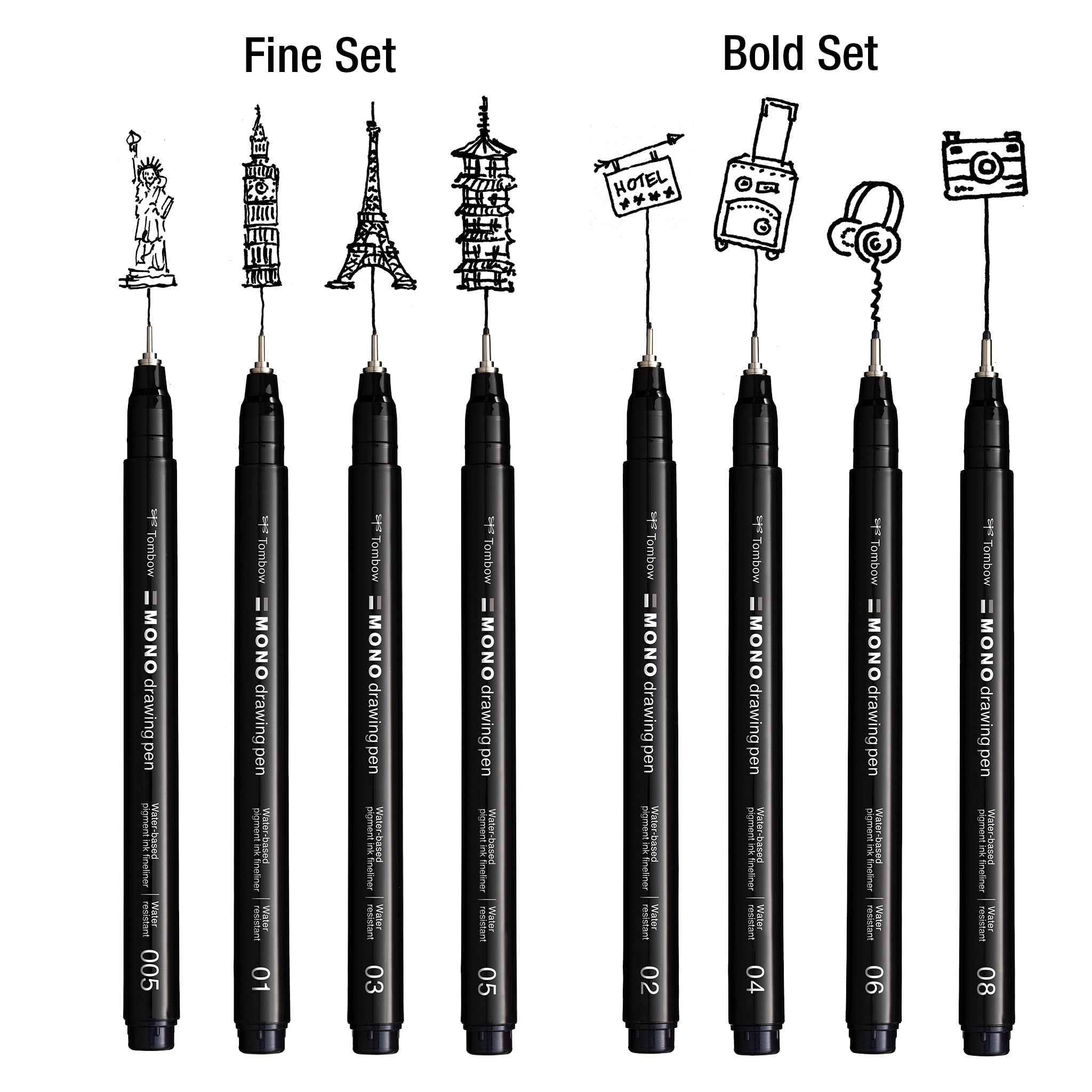 Tombow Fineliner MONO Drawing Pen Set Bundle, Pigment Ink, Water and Light Resistant, for Sketching Illustrating and Drawing - Image 3