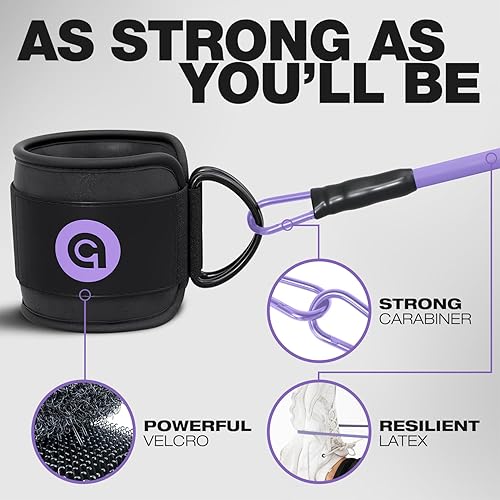 Miniatura 6 de Paquete de esterilla de ejercicio grande y bandas de resistencia al tobillo con puños