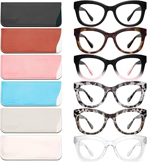Gaoye 6 pack Oversized Reading Glasses for Women Stylish Blue Light Blocking Anti Eyestrain Computer Readers Spring Hinge