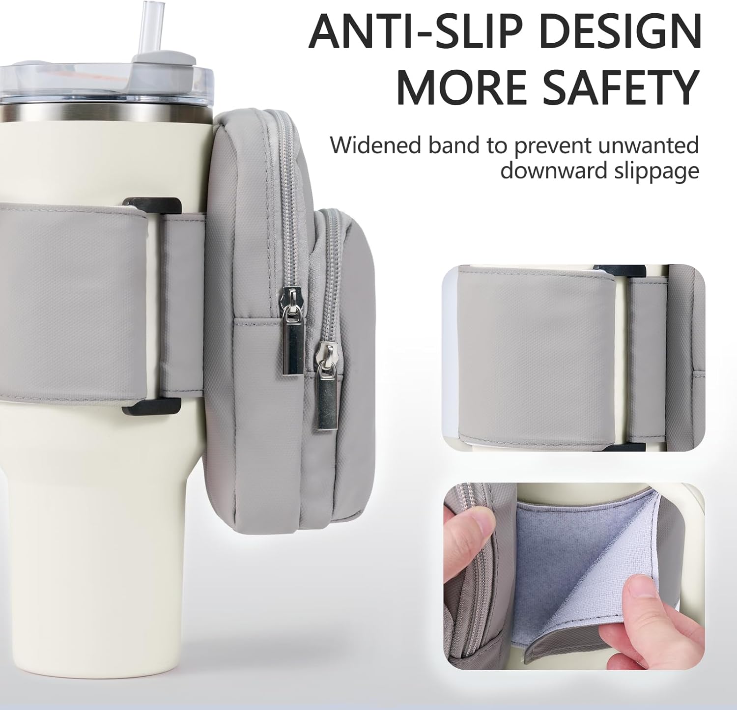 SUITMAT Water Bottle Pouch for Stanley Quencher Series Tumbler, Large Pouch Bag for Stanley Cup Accessories, Cup Backpack with Multiple Pockets for Phone, Cards, Keys (Bag Only)