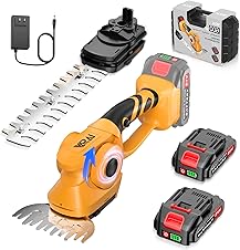 [75% off] VARAI Cordless Hedge Trimmer, 2-in-1 Hedge Trimmer, Ultra Long Battery Life with Battery*2, high-Power and high-Capacity Grass Trimmer for Gardens, Yards and lawns, Including Charger