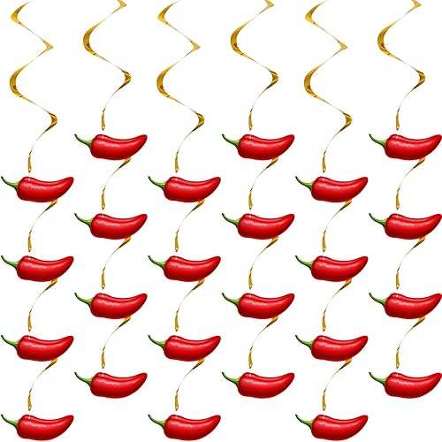Vista 8 de Sosation 30 piezas de remolinos de chile Cinco de Mayo para fiesta, fiesta, México, espiral, serpentinas colgantes de fiesta para decoración