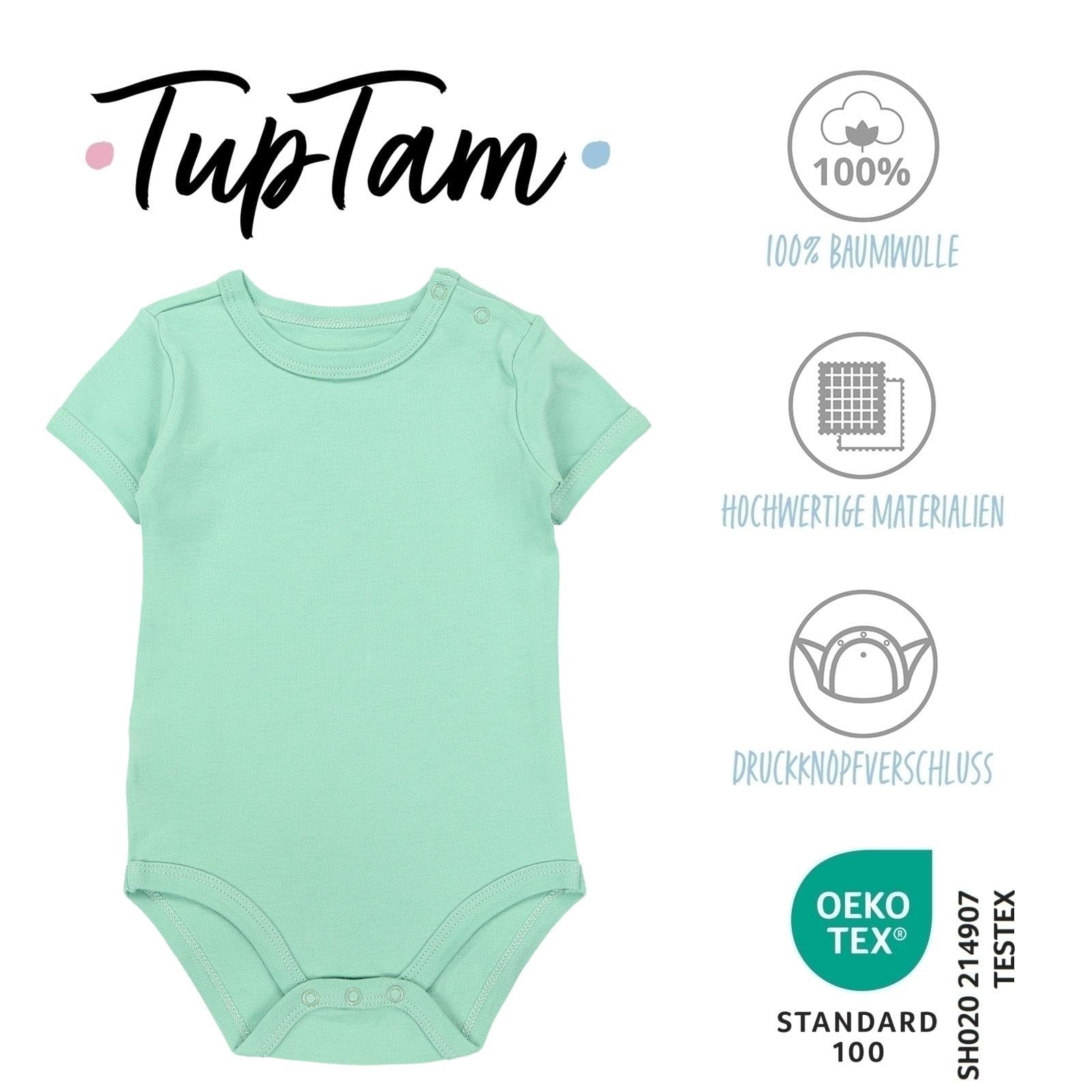TupTam Baby Body Kurzarm – 5er Set Body Baby aus Baumwolle – Weicher, Atmungsaktiver Kurzarm Body Baby Jungen