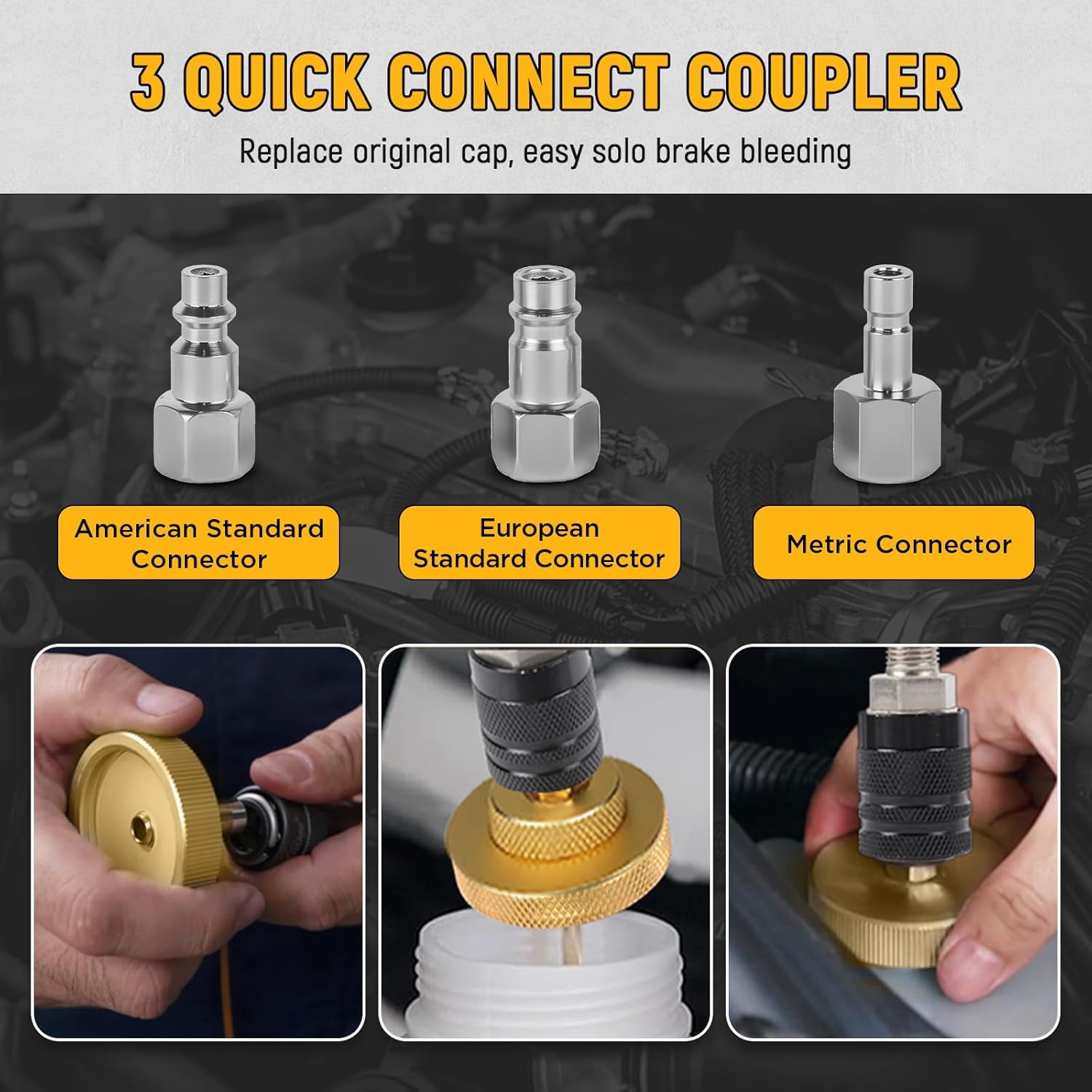 Master Cylinder Bleeder Kit, 20 Pcs Aluminum Brake Bleeder Adapter Kit with Quick Connector Compatible with Audi BMW Benz VW Toyota Honda Nissan Most Vehicles, Solo Brake Bleeding Set