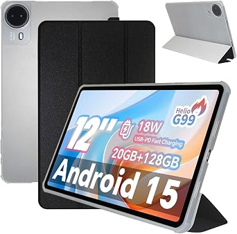 Case Cover for Teclast T60Pro Tablet 12 inch, KONXISA Tablet Case with Premium PU Material, Folding Stand Fuction, Anti-Scratch, Shockproof, Lightweight Protective Covers, Black
