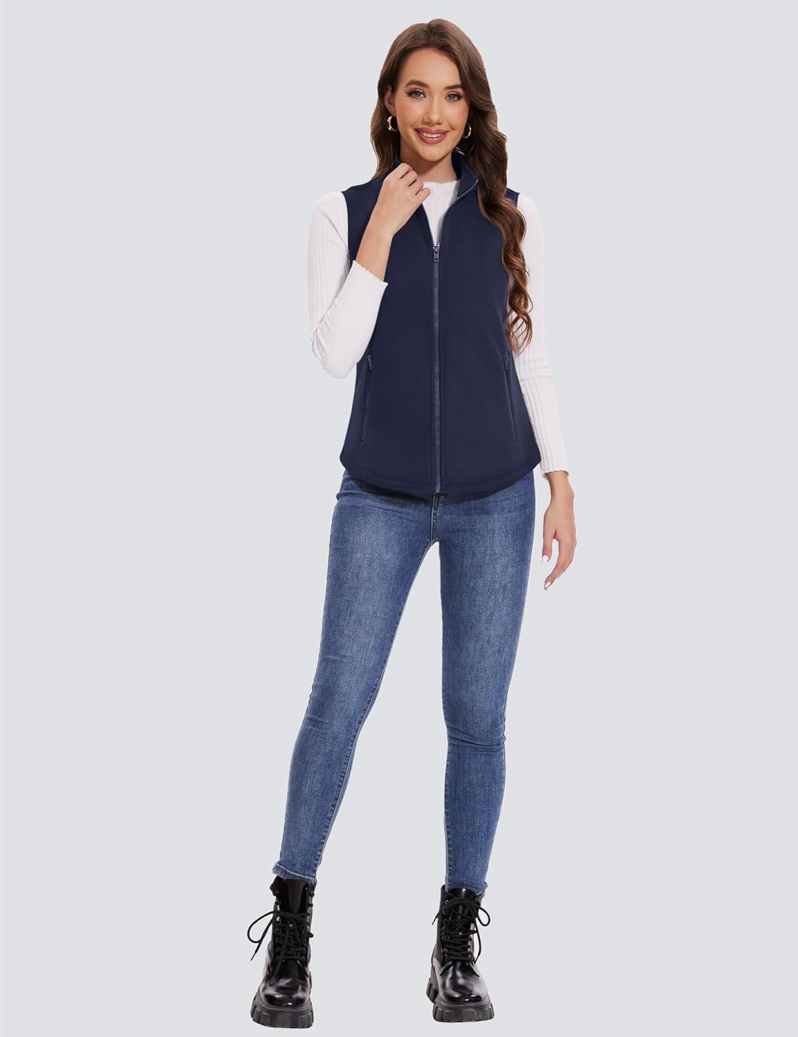MAGCOMSEN Women's Fleece Vest with Zipper Pockets Zip Up Sleeveless Jackets Lightweight Soft Warm Polar Vest Outerwear - Image 7