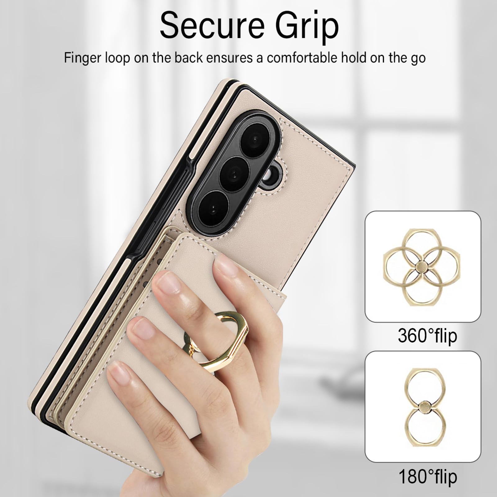 Custodia Pelle Per Samsung Galaxy Z Fold 8 Ultra, Anello Carte Sottile