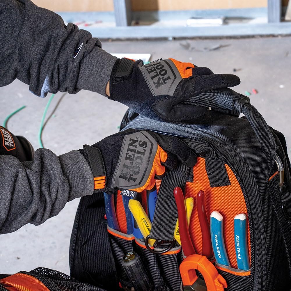 Klein Tools Work Gloves, General Purpose Gloves, Comfortable Suede Palm, Touchscreen Capable, Hook and Loop Closure