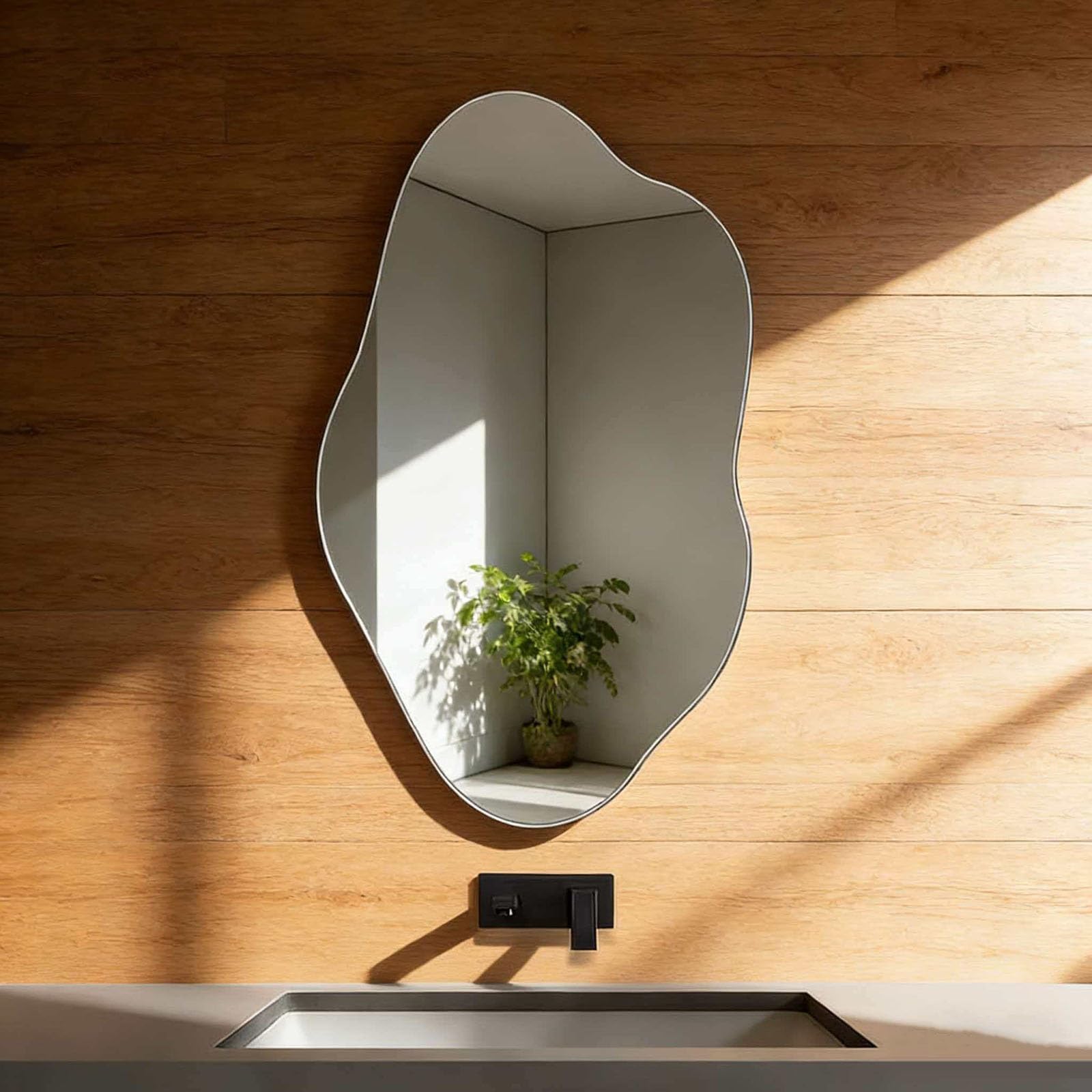 Miroir de salle de bain asymétrique anti-explosion contre bris de verre