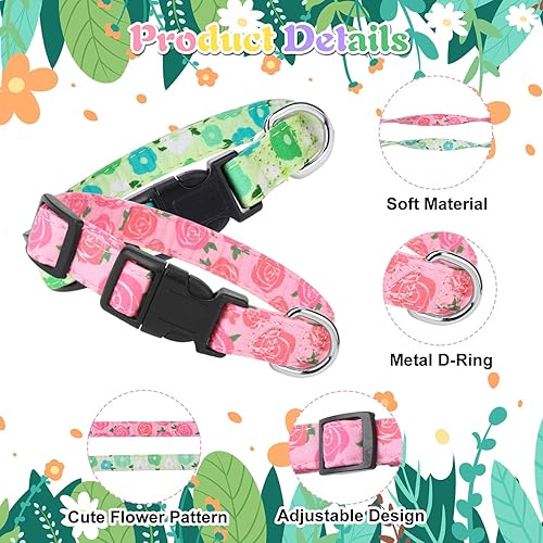 Miniatura 3 de XLSXEXCL Paquete de 4 collares de flores para perros y hembras con flores extraíbles, ajustables, de seguridad, para cachorros, hembras, perros
