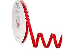 Ribbli Double-Faced Red-Gold Satin Ribbon: 3/8 inch x 50 Yards Continuous