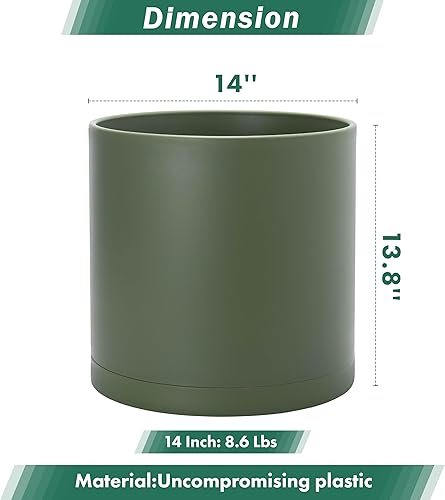 Miniatura 24 de D'vine Dev Macetas de plástico de 10 pulgadas para macetas de plantas con agujero de drenaje y platillos sin costuras, color negro, 74-X-B-2 Mate