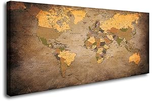Baisuwallart - Captivating Vintage World Map Canvas Print, Ready to Enhance Your Space