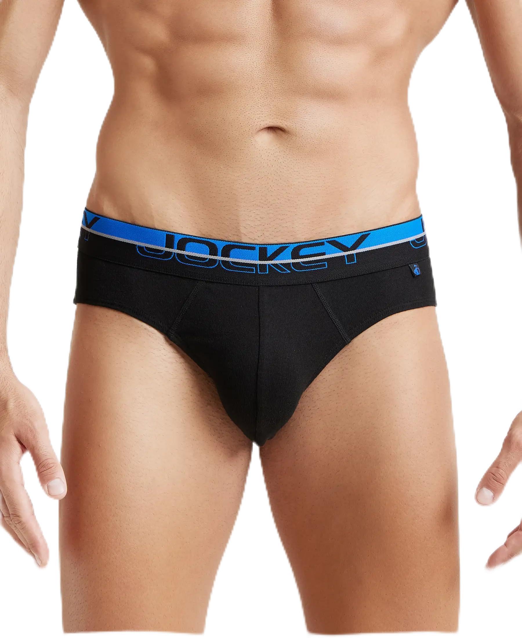 FP02 Men's Super Combed Cotton Rib Solid Brief with Ultrasoft Waistband (Pack of 2)_Black_XL-image-22