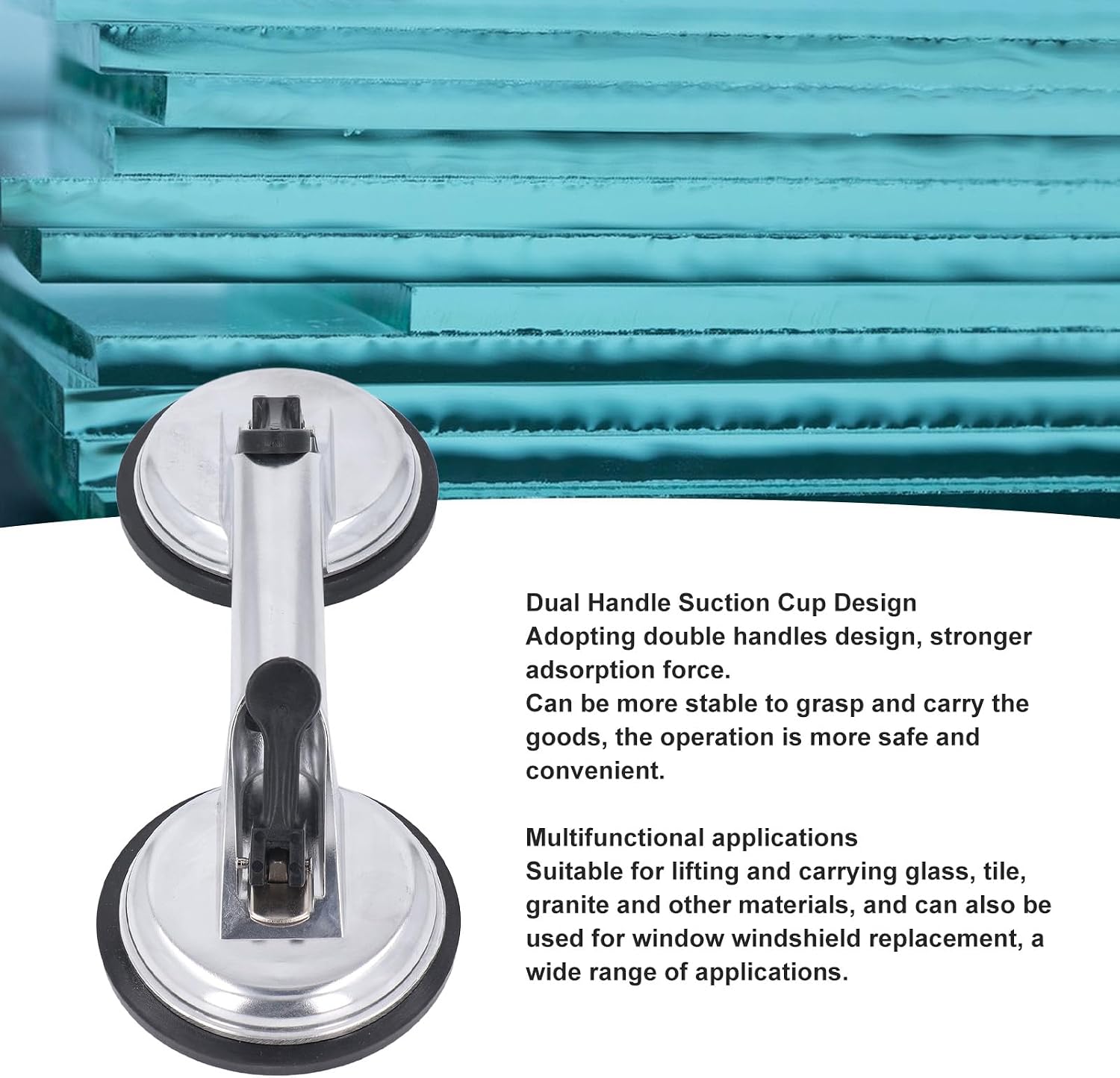 Double Handle Suction Cup Plate 2Pcs Double Handle Suction Cups Plate 100KG Load Capacity Heavy Duty Aluminum Alloy Suction Cups for Glass Window Tiles Mirror/1953