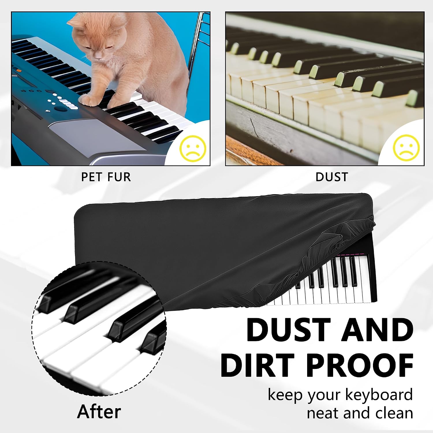 Musiin 61 keys piano keyboard dust cover, compatible with Native Instruments KONTROL S61,V-COMBO VR-09-B,M-Audio Oxygen 61, Luxury Chinlon Anti-dust & Scratch-proof, Smooth Touch & Custom Fit