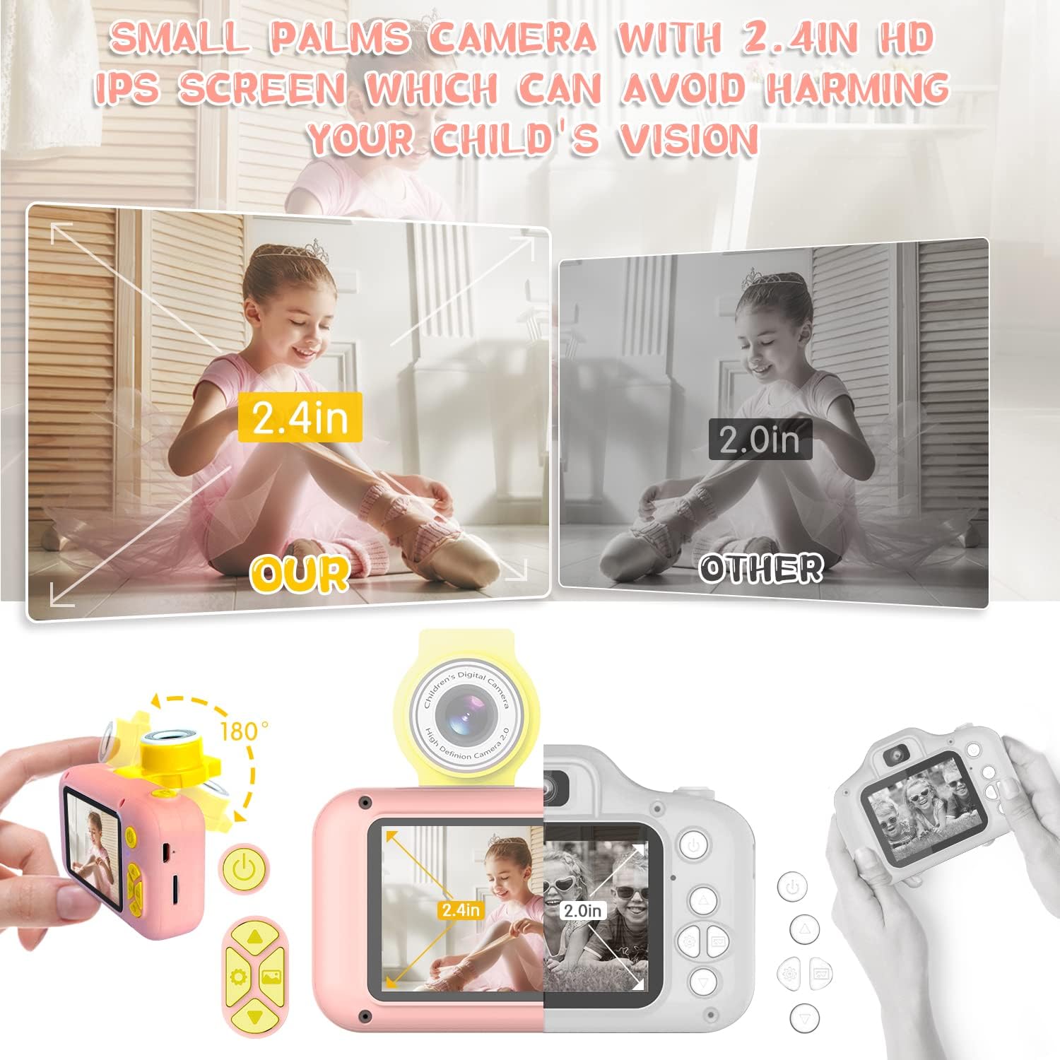 2Pcs Kid Camera, ARNSSIEN Camera for Kid,Kids Camera Instant Print,Children Selfie Camera with Playback Game,Christmas/Birthday Gift 3 4 5 6 7 8 9 10 Year Old Girl Boy