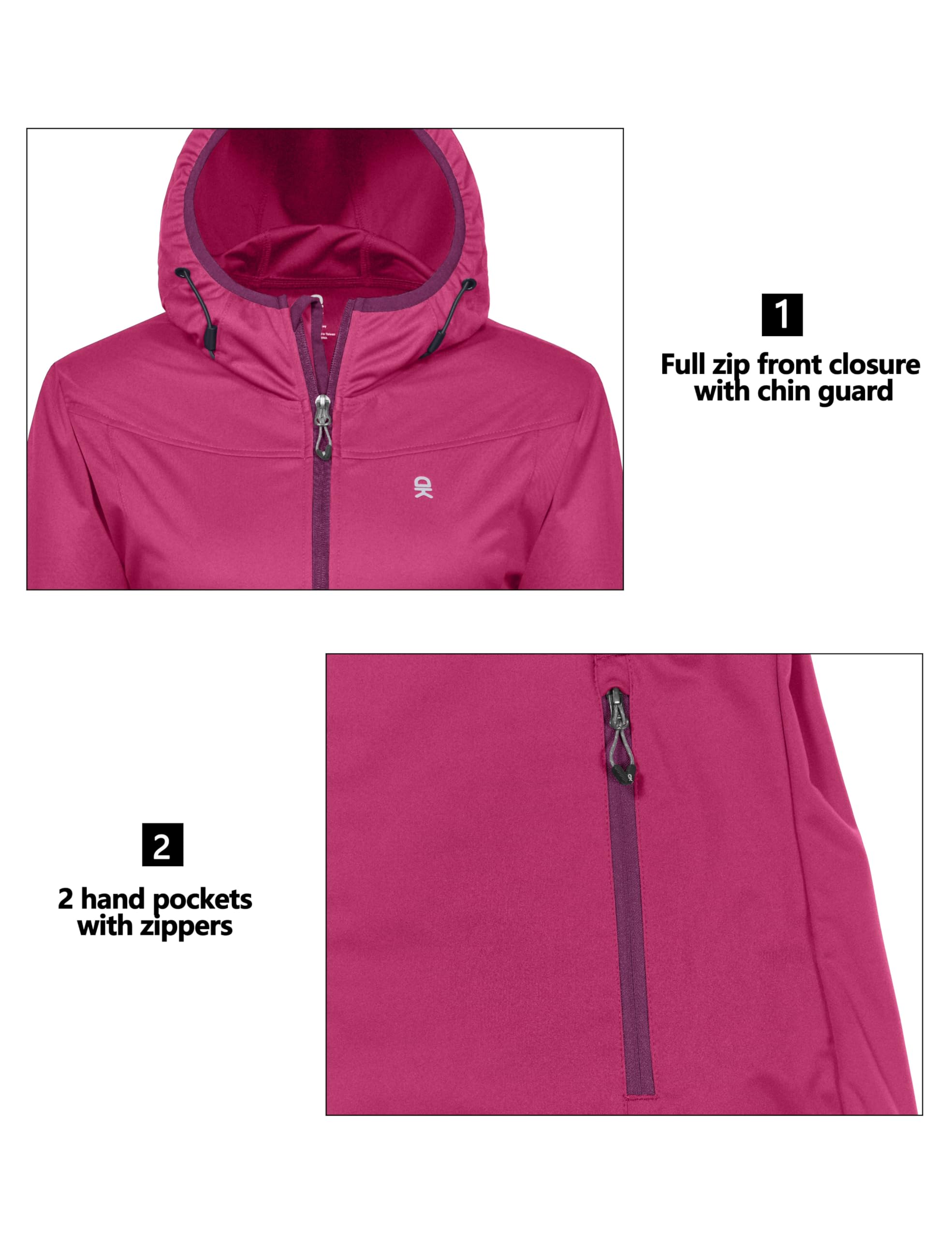 Little Donkey Andy - Giacca leggera con cappuccio in softshell da donna, per corsa, viaggi, escursionismo, antivento, idrorepellente