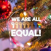 Vista 1 de We are All Equal - Adornos de Navidad bisexuales, orgullo arco iris, gay, LGBTQ, decoración de árbol de Navidad, recuerdo, novedad gay, adornos