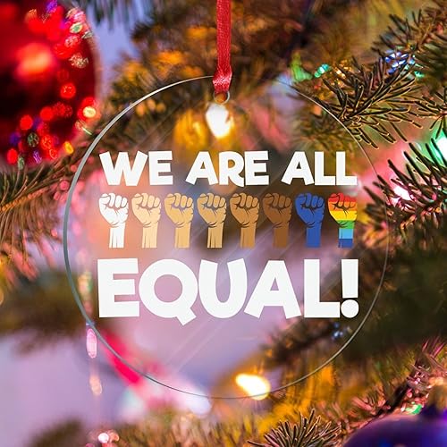 We are All Equal - Adornos de Navidad bisexuales, orgullo arco iris, gay, LGBTQ, decoración de árbol de Navidad, recuerdo, novedad gay, adornos de