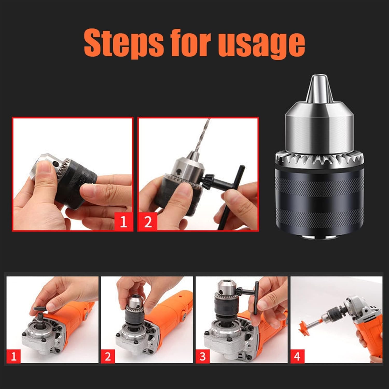 10mm Chuck Holder Power Drill Adapter Convert M10 Angle Grinder Electric Drill Conversion Collet Fit for 4" Electric Angle Grinder