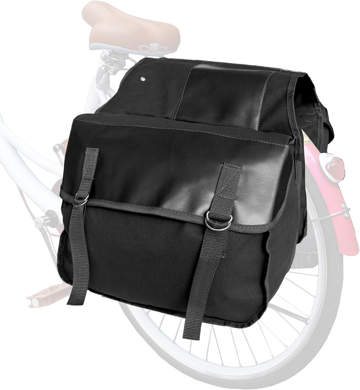 UNISTRENGH Bike Pannier Bags Canvas Cycling Equipment Pack Multifunctional Messenger Rear Seat Trunk Carrier Bag Bicycle Shelf Pack Saddle Bag for MTB, Riding, Bike Touring (Black)