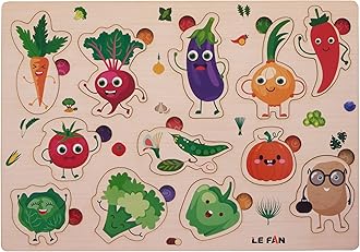 Lefan Montessori Vegetable Puzzle For Kids 2+ Years | Creative & Educational Wooden Toy | Challenging 'The Impossible Puzzle For Vegetables Puzzle