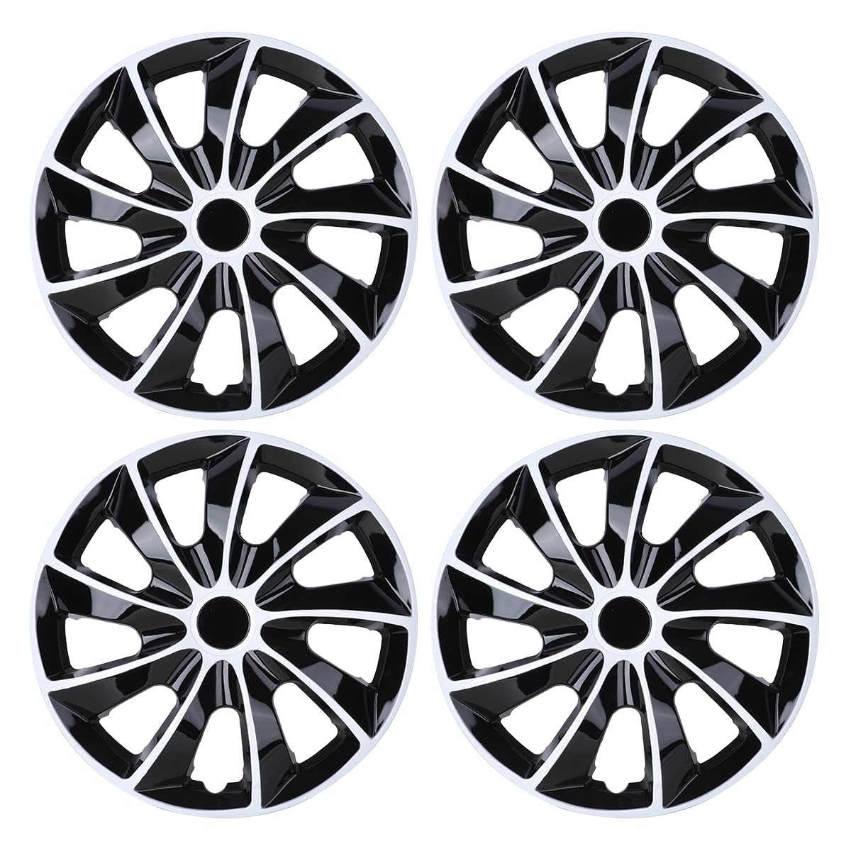 17 Inch Hubcaps Set of 4 Black & White Lacquer Universal Hubcaps Wheel Covers ABS Material (Only Fit for Iron Hub) Hubcaps Automotive Replacement Exterior Accessories for Car Truck(17-Inch, 4-Pack)