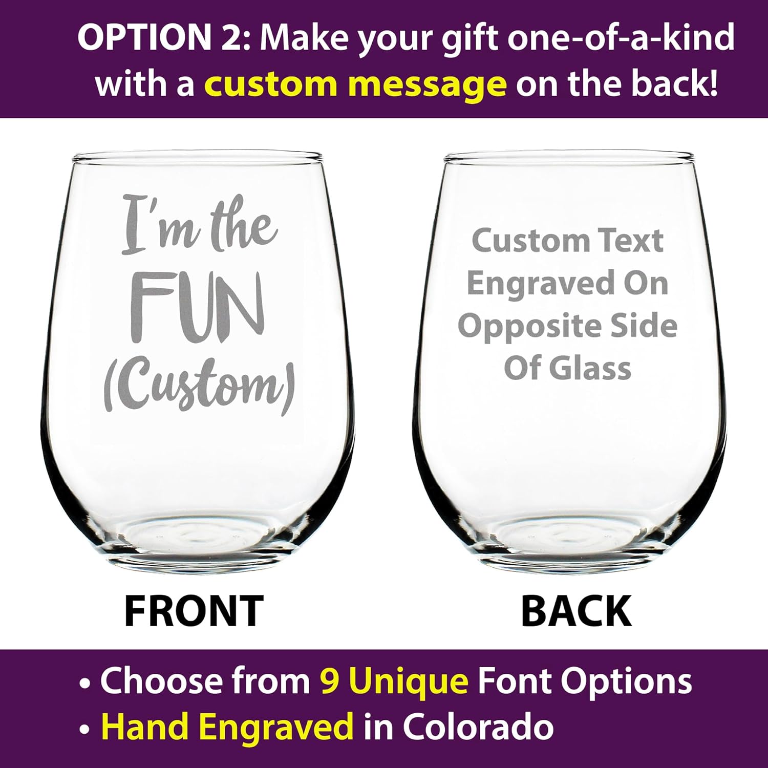 Custom Fun Nana - Funny Stemless Wine Glass, Large Glasses, Etched Sayings, Gift Box - Parent - Customized Glasses