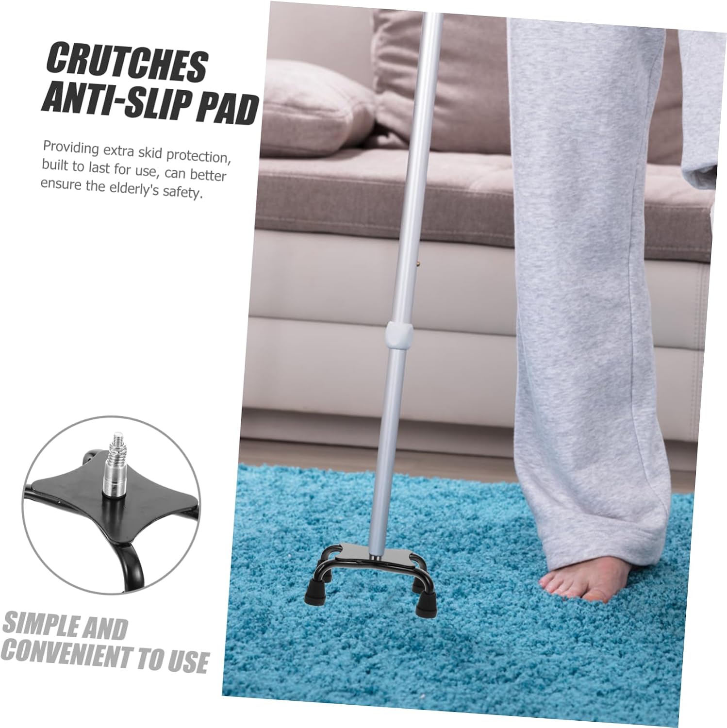 Non-Slip Crutch Tips Replacement Foot Pads for Crutches Canes Quad Cane Foot Base Protector