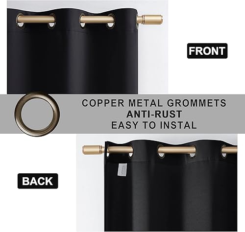 Miniatura 5 de Rutterllow - Cortinas 100% opacas, paneles de cortina con ojales, aislamiento térmico y bloqueo de luz para habitación y sala de estar, (2 paneles