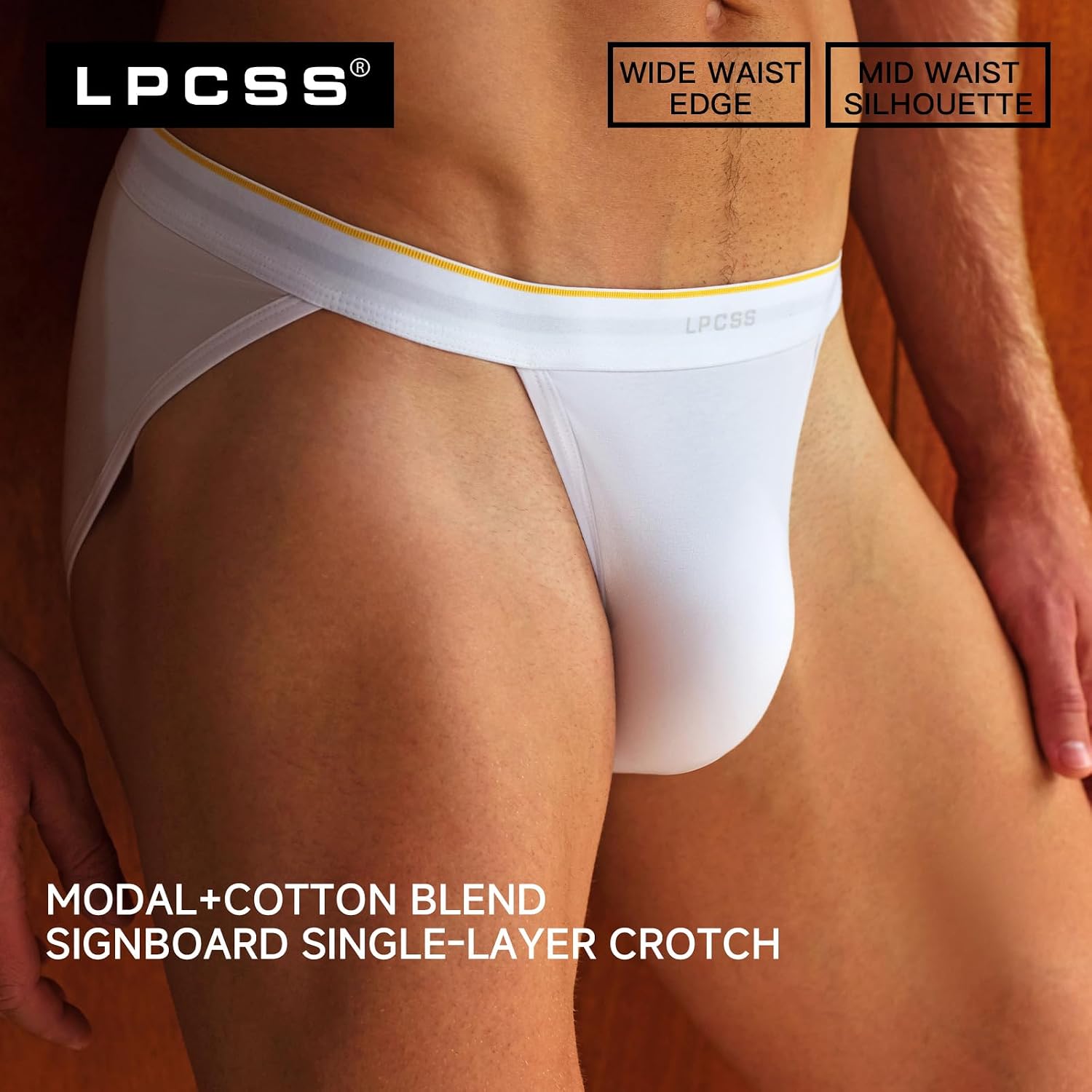 Men's Cotton Modal Mid-Rise Underwear Briefs, High Cut, Breathable, Stretchy, Single-Layer Gusset, 4-Pack C528