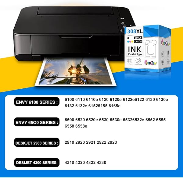 308XL - Cartuchos de tinta de color para HP Envy 6110e 6120e 6122e 6130 6132e 6532e (1 color) - 4
