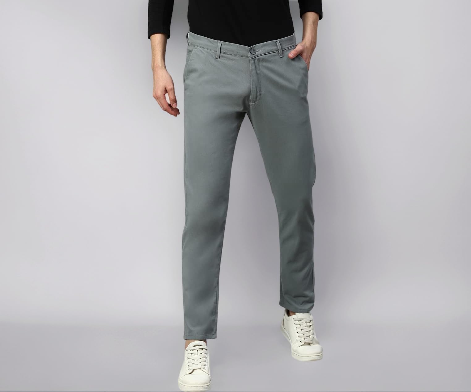 Dennis Lingo Men's Regular Fit Mid Rise Pants
